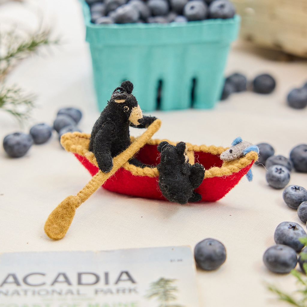 Black Bears in Canoe