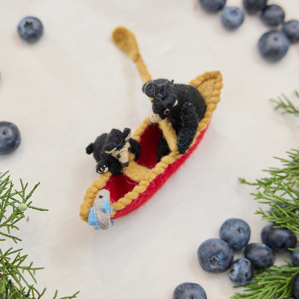 Black Bears in Canoe