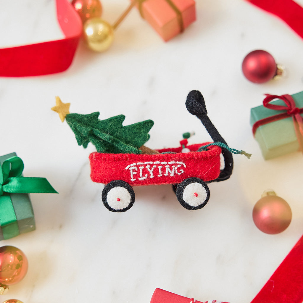 Red Wagon with Tree