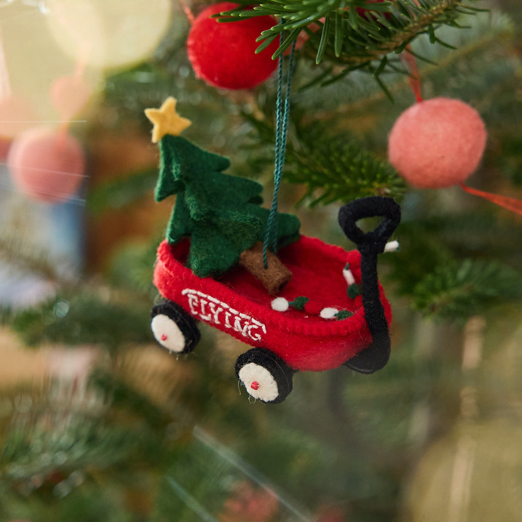 Red Wagon with Tree