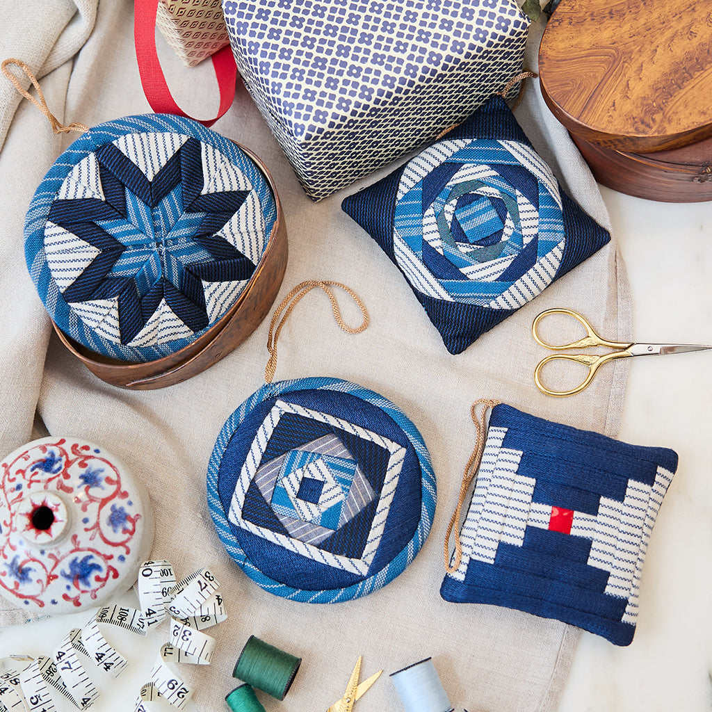 Indigo Quilted Ornaments