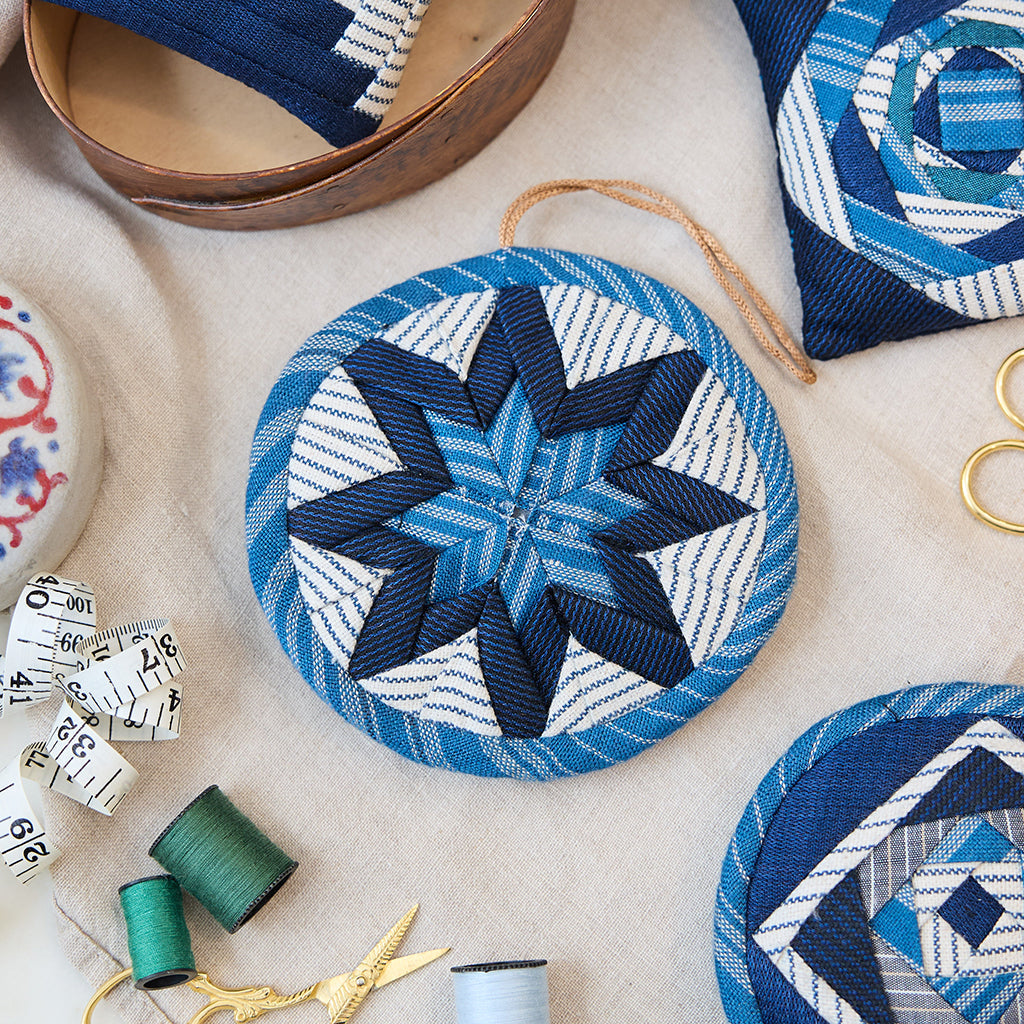 Indigo Quilted Ornaments
