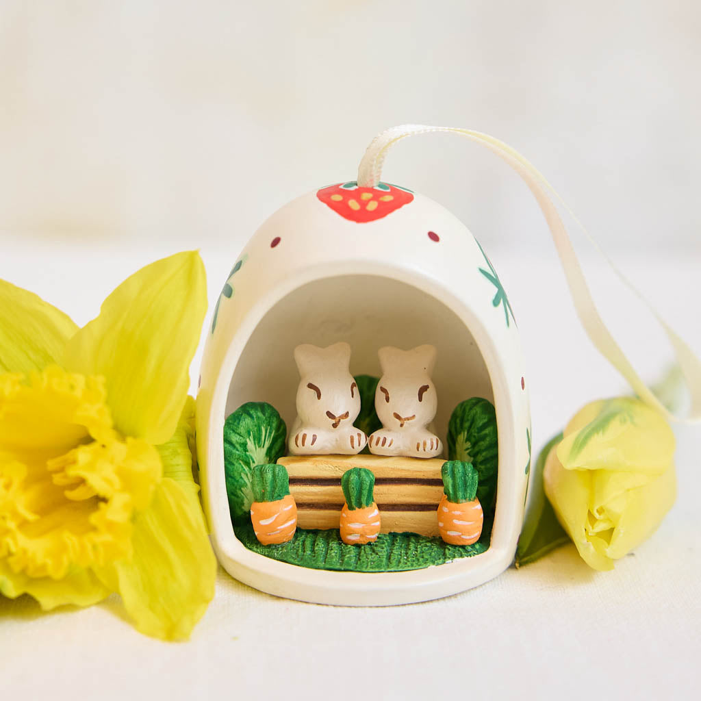 Bunnies in Egg Ceramic