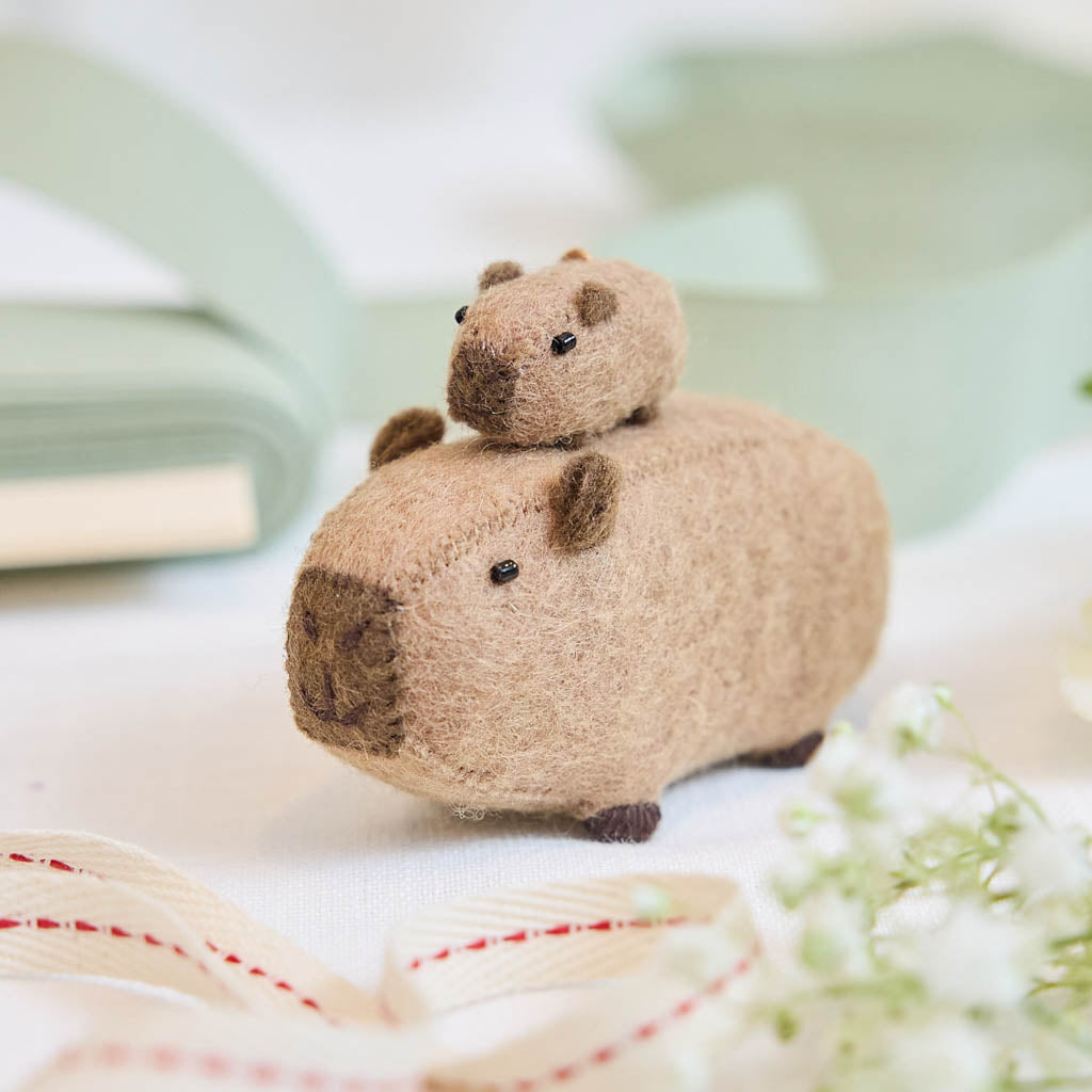 Capybara with Baby Ornament