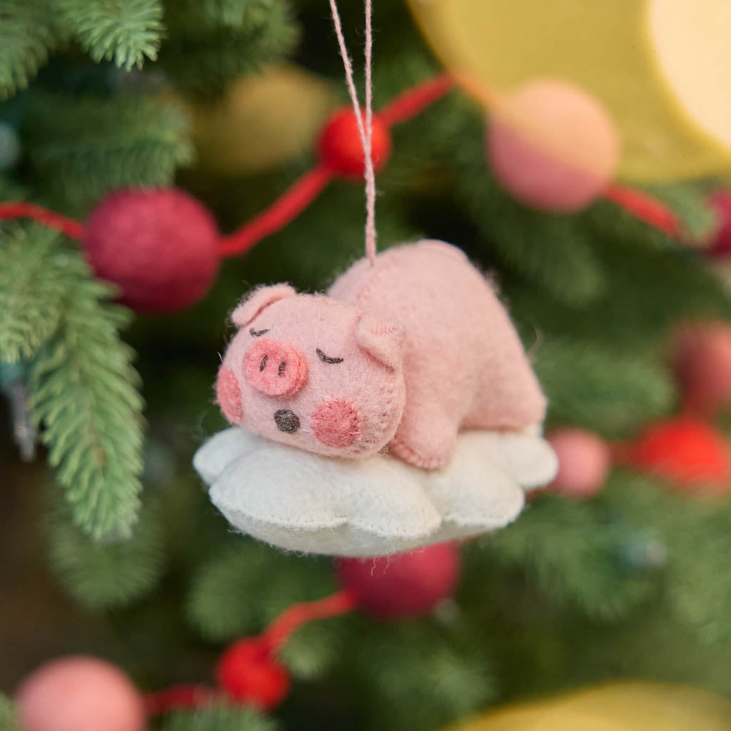 Sleepy Pig Ornament