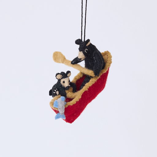 Black Bears in Canoe