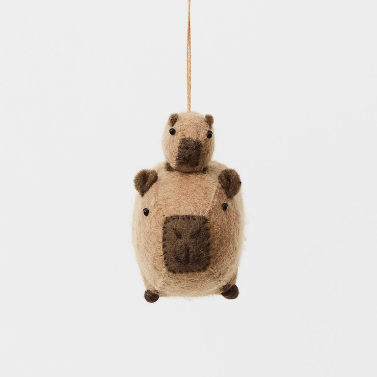 Capybara with Baby Ornament
