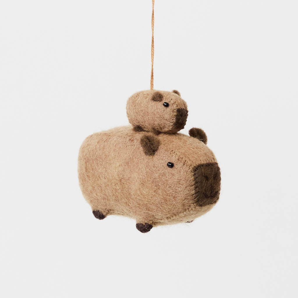 Capybara with Baby Ornament