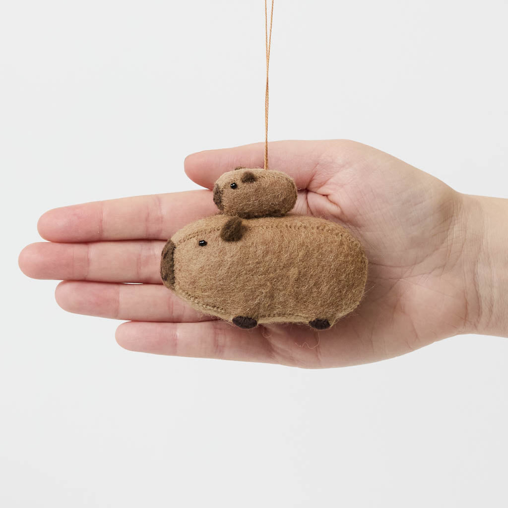 Capybara with Baby Ornament