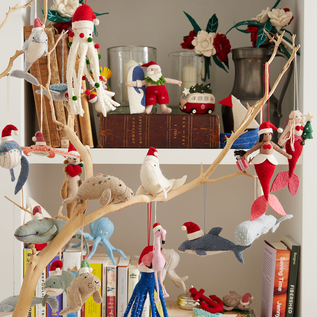 Santa Flamingo Ornament