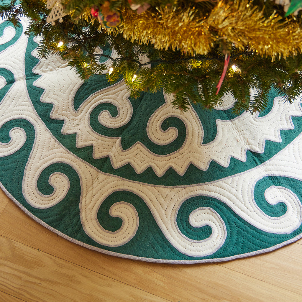 Contemporary Green White Skirt
