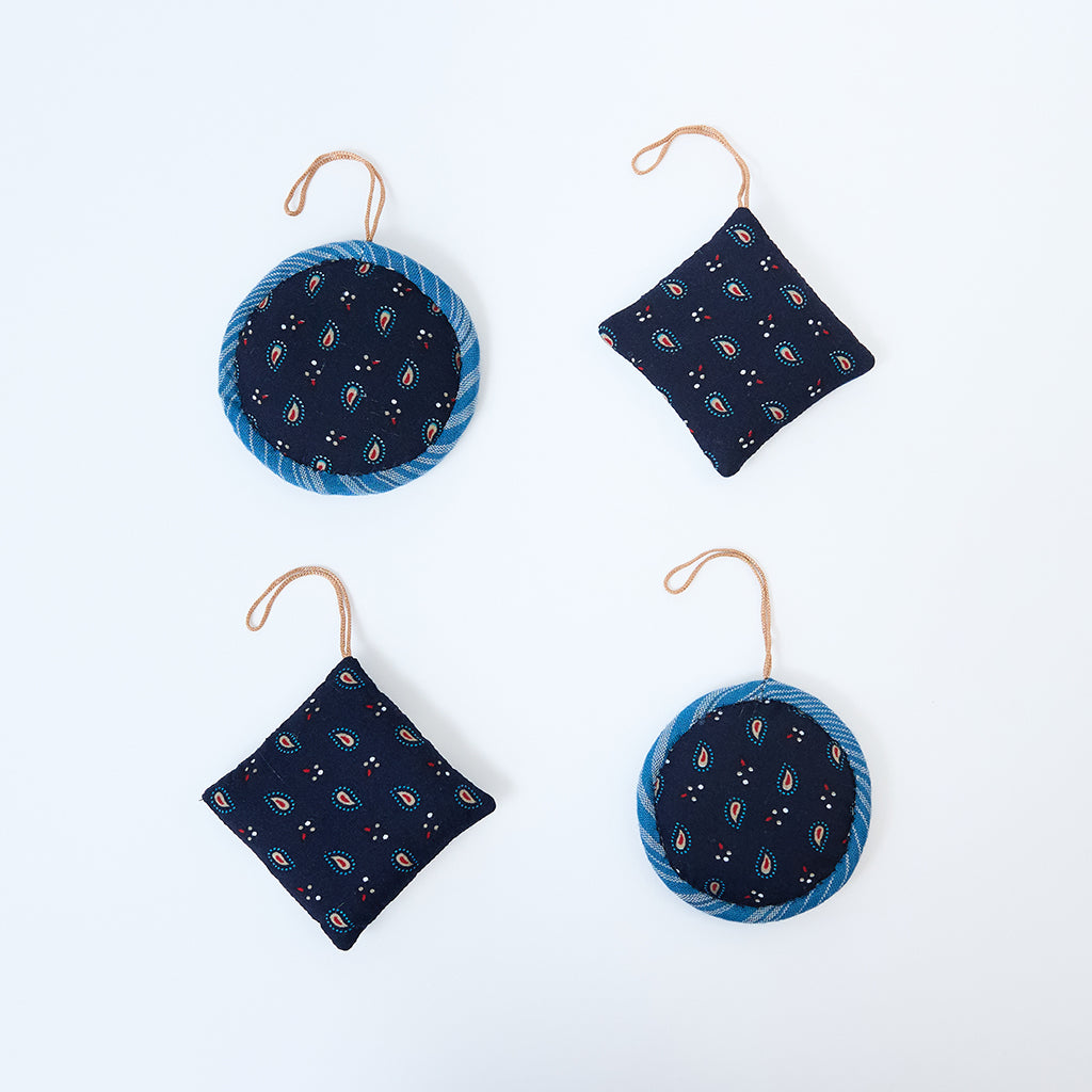 Indigo Quilted Ornaments
