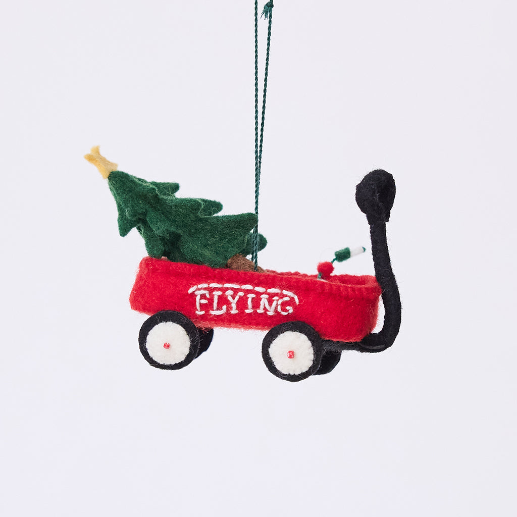 Red Wagon with Tree