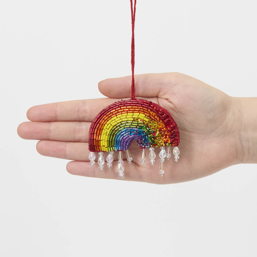 Rainbow Beaded Ornament