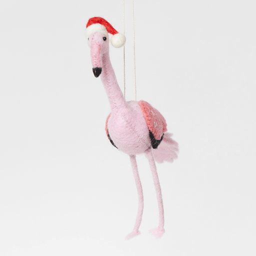 Santa Flamingo Ornament